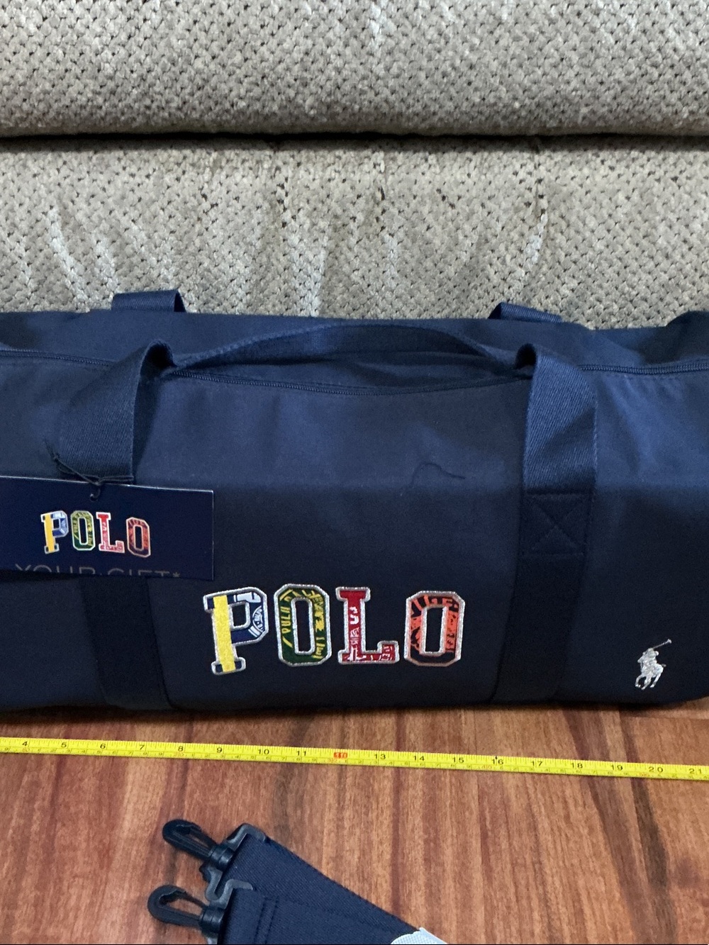 Polo by Ralph Lauren Navy Duffel with Multicolor POLO Patch nwt big Ponny